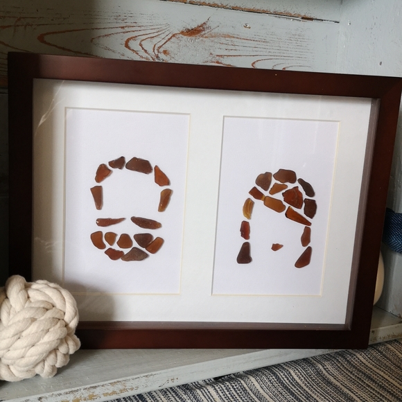 "Hipster Couple" beach glass art - Picture 1 of 1